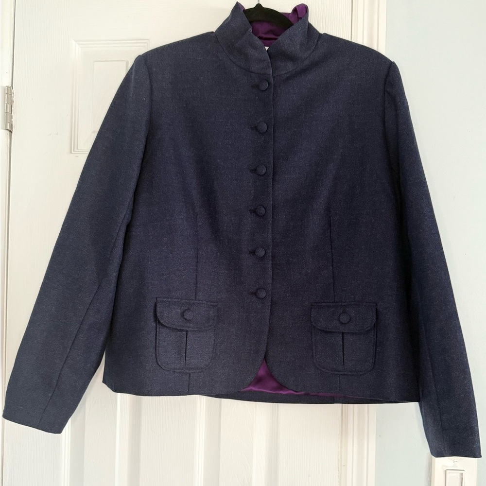 Teresa Crowninshield Midnight Blue Blazer with Violet Interior - Picture 2 of 13